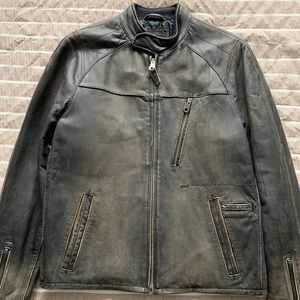 Men’s GAP distressed Style Leather Jacket men’s medium excellent pre-owned